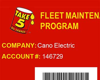 Take5 Oil Change Fleet Card